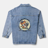 Grappige zingende kat denim jacket (Achterkant)