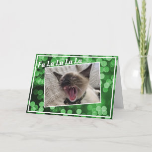 Grappige zingende Siamese kitten foto Kerstmis Feestdagen Kaart