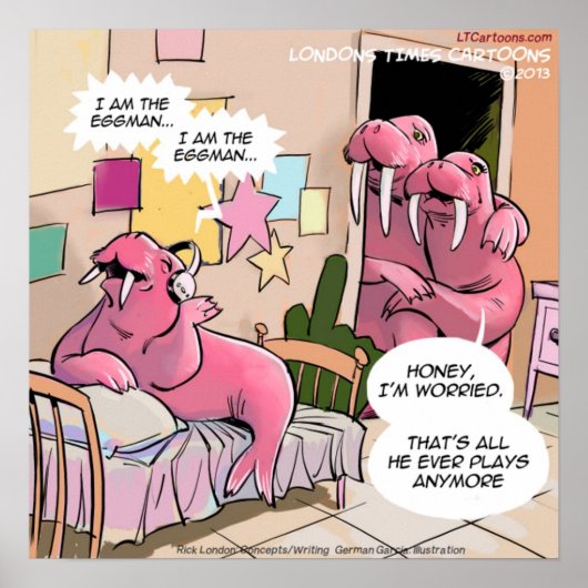 Grappige zingende walrus poster (Voorkant)