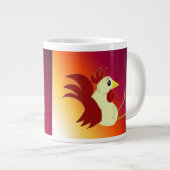 Grappige zittende haan grote koffiekop (Voorkant rechts)