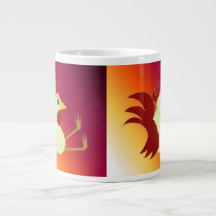Grappige zittende haan grote koffiekop