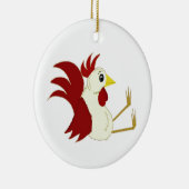 Grappige zittende haan keramisch ornament (Rechts)