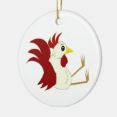 Grappige zittende haan keramisch ornament (Links)