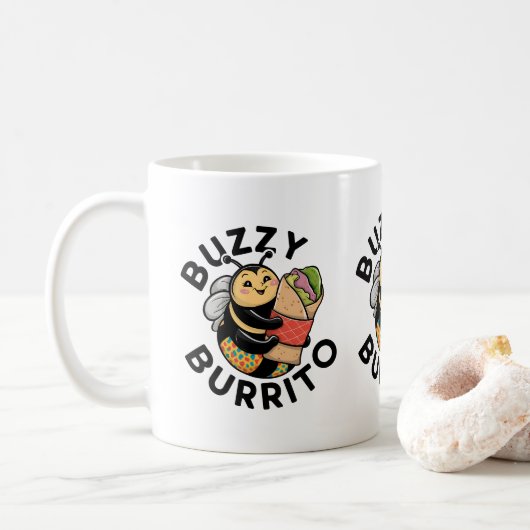 Grappige Zoemende Burrito Bij  Koffiemok (Met donut)