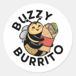 Grappige Zoemende Burrito Bij Ronde Sticker