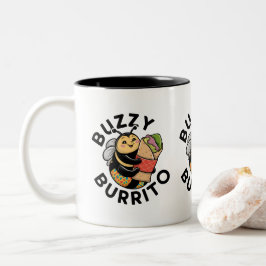 Grappige Zoemende Burrito Bij Tweekleurige Koffiemok