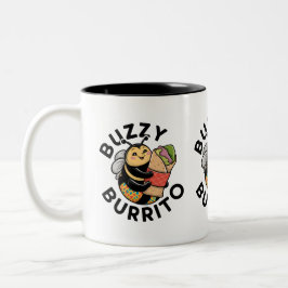 Grappige Zoemende Burrito Bij Tweekleurige Koffiemok