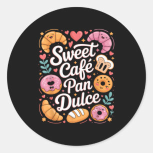 Grappige zoete cafe pan dulce bakkerij personages ronde sticker
