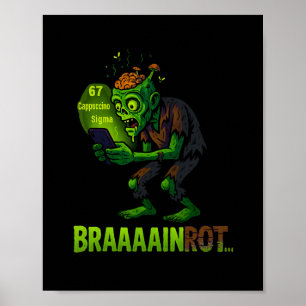 Grappige Zombie Brainrot Meme 6 7 Halloween Jongen Poster