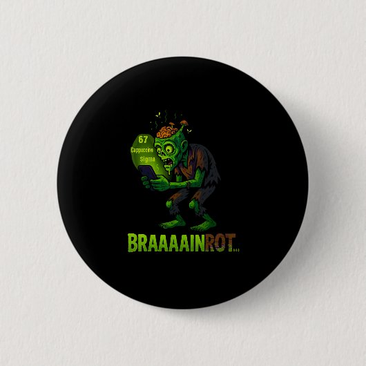 Grappige Zombie Brainrot Meme 6 7 Halloween Jongen Ronde Button 5,7 Cm (Voorkant)