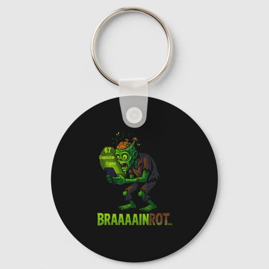 Grappige Zombie Brainrot Meme 6 7 Halloween Jongen Sleutelhanger (Voorkant)