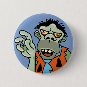 Grappige Zombie Caveman Ronde Button 5,7 Cm