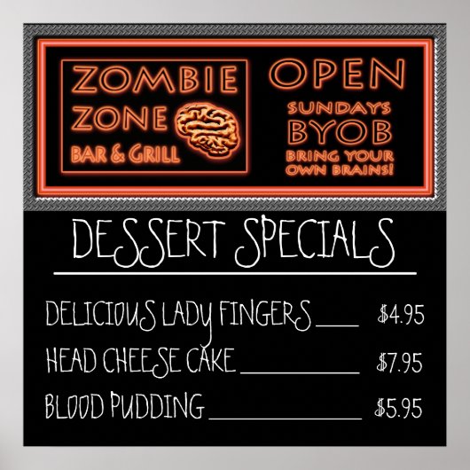 Grappige Zombie Dessert Lady Vingers Bloedpudding Poster (Voorkant)