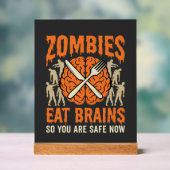 Grappige Zombie Eet Hersenen Halloween Vector Ontw Acryl Bord (Neutraal)