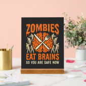 Grappige Zombie Eet Hersenen Halloween Vector Ontw Acryl Bord (Huwelijk)