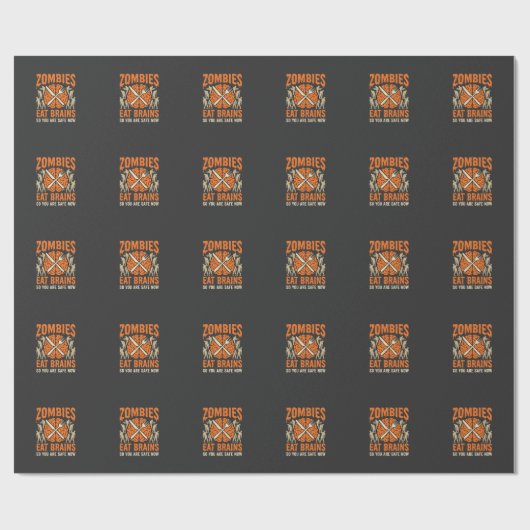 Grappige Zombie Eet Hersenen Halloween Vector Ontw Cadeaupapier (Vlak)