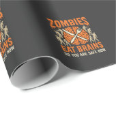 Grappige Zombie Eet Hersenen Halloween Vector Ontw Cadeaupapier (Rol Hoek)