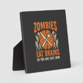 Grappige Zombie Eet Hersenen Halloween Vector Ontw Fotoplaat (Voorkant)