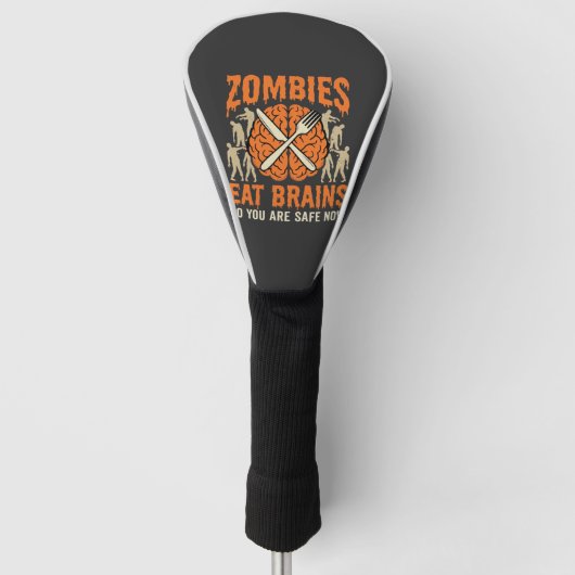 Grappige Zombie Eet Hersenen Halloween Vector Ontw Golfheadcover (Voorkant)