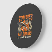 Grappige Zombie Eet Hersenen Halloween Vector Ontw Grote Klok (Hoek)