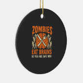 Grappige Zombie Eet Hersenen Halloween Vector Ontw Keramisch Ornament (Rechts)