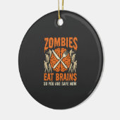 Grappige Zombie Eet Hersenen Halloween Vector Ontw Keramisch Ornament (Links)