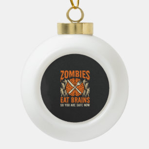 Grappige Zombie Eet Hersenen Halloween Vector Ontw Keramische Bal Ornament
