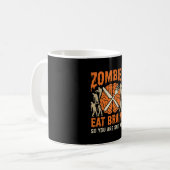 Grappige Zombie Eet Hersenen Halloween Vector Ontw Koffiemok (Voorkant links)