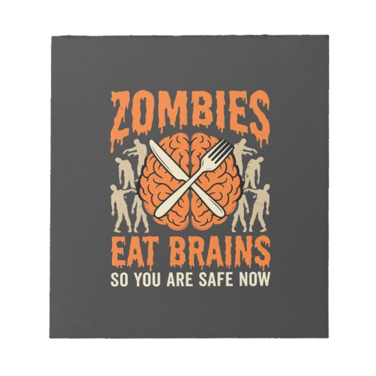 Grappige Zombie Eet Hersenen Halloween Vector Ontw Notitieblok (Voorkant)