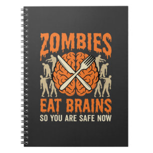 Grappige Zombie Eet Hersenen Halloween Vector Ontw Notitieboek