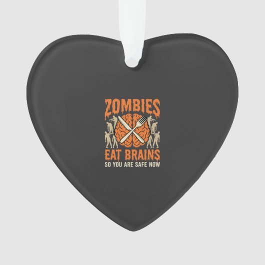 Grappige Zombie Eet Hersenen Halloween Vector Ontw Ornament (voorkant)