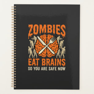 Grappige Zombie Eet Hersenen Halloween Vector Ontw Planner