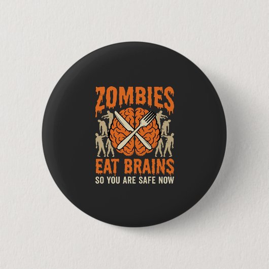 Grappige Zombie Eet Hersenen Halloween Vector Ontw Ronde Button 5,7 Cm (Voorkant)