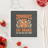 Grappige Zombie Eet Hersenen Halloween Vector Ontw Servet (Insitu)