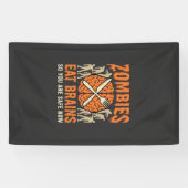 Grappige Zombie Eet Hersenen Halloween Vector Ontw Spandoek (Horizontaal)