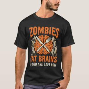 Grappige Zombie Eet Hersenen Halloween Vector Ontw T-shirt