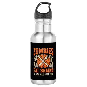 Grappige Zombie Eet Hersenen Halloween Vector Ontw Waterfles