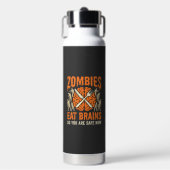 Grappige Zombie Eet Hersenen Halloween Vector Ontw Waterfles (Voorkant)