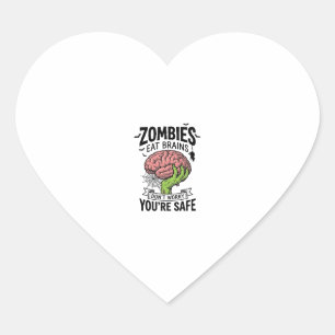 Grappige Zombie Eet Hersenen Je Bent Veilig Hallow Hart Sticker