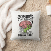 Grappige Zombie Eet Hersenen Je Bent Veilig Hallow Kussen (Deken)