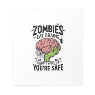 Grappige Zombie Eet Hersenen Je Bent Veilig Hallow Notitieblok