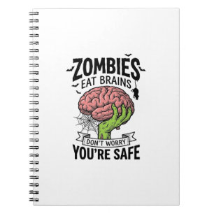 Grappige Zombie Eet Hersenen Je Bent Veilig Hallow Notitieboek