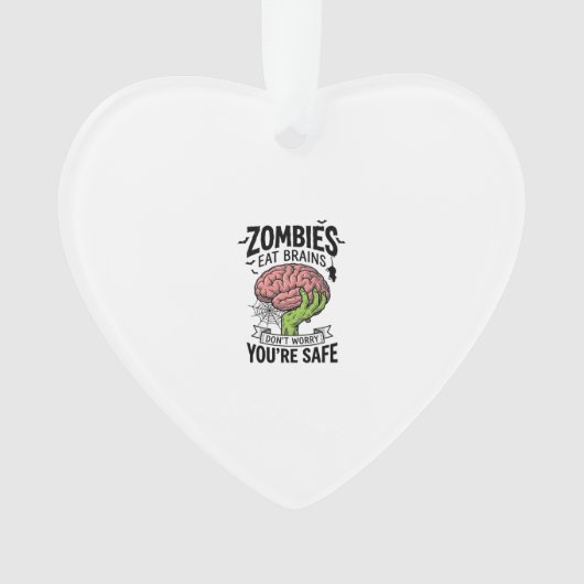 Grappige Zombie Eet Hersenen Je Bent Veilig Hallow Ornament (voorkant)