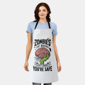 Grappige Zombie Eet Hersenen Je Bent Veilig Hallow Schort (Gedragen)