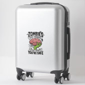 Grappige Zombie Eet Hersenen Je Bent Veilig Hallow Sticker (Koffer)