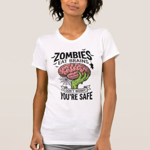 Grappige Zombie Eet Hersenen Je Bent Veilig Hallow T-shirt