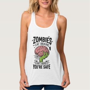 Grappige Zombie Eet Hersenen Je Bent Veilig Hallow Tanktop