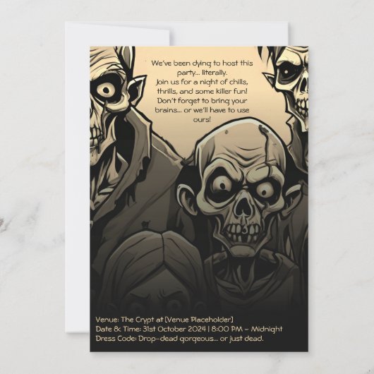 Grappige Zombie Familie Halloween Party Kaart (Achterkant)
