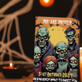 Grappige Zombie Familie Halloween Party Kaart
