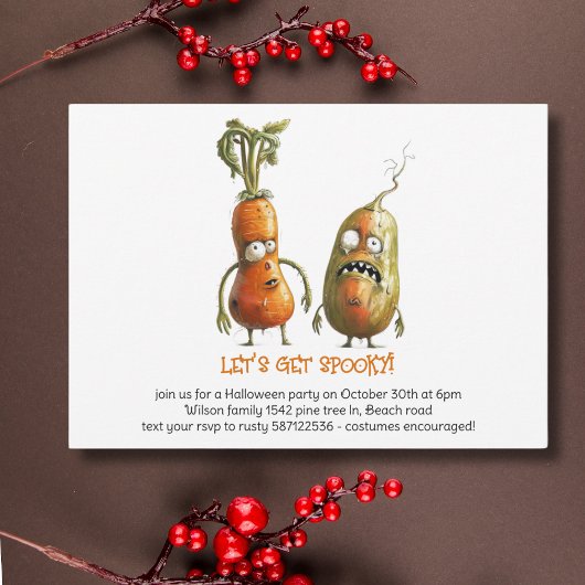 Grappige zombie groenten Halloween Kaart